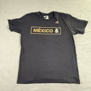 Adidas Mexico T-shirt Soccer Futbol Mens‎ Large Black Gold Soccer